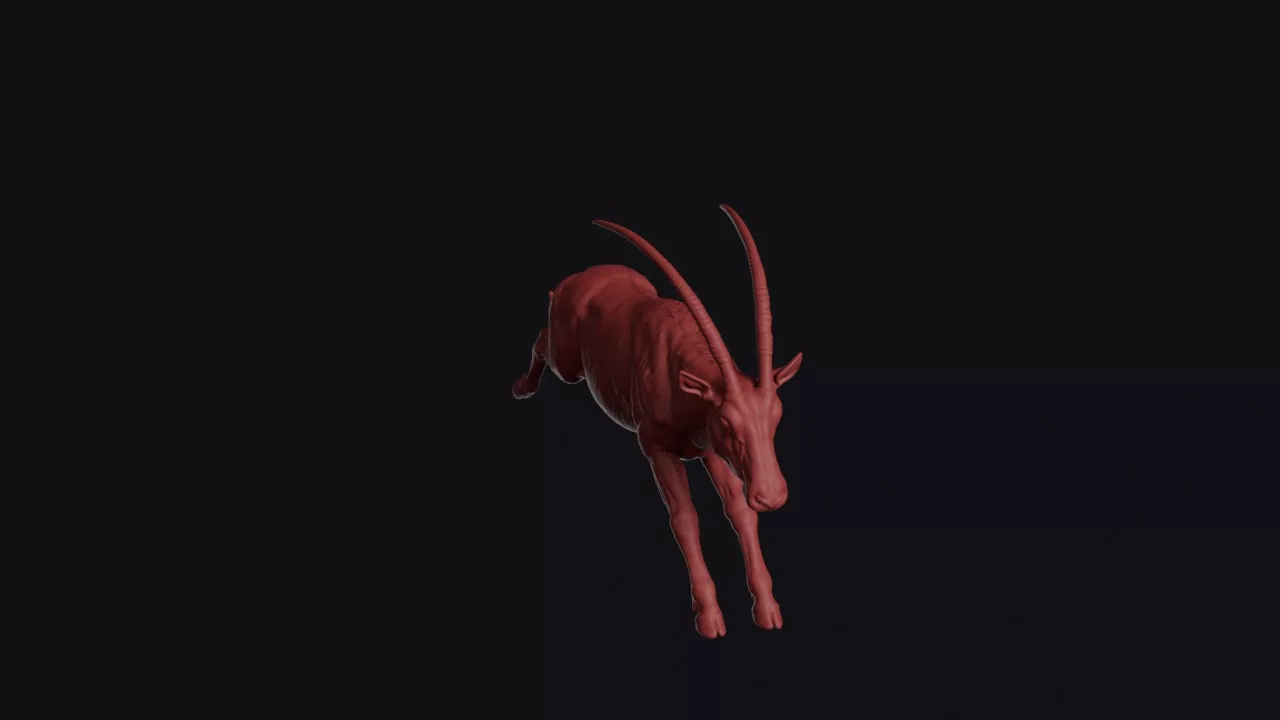 Leaping Scimitar Oryx 3D print model
