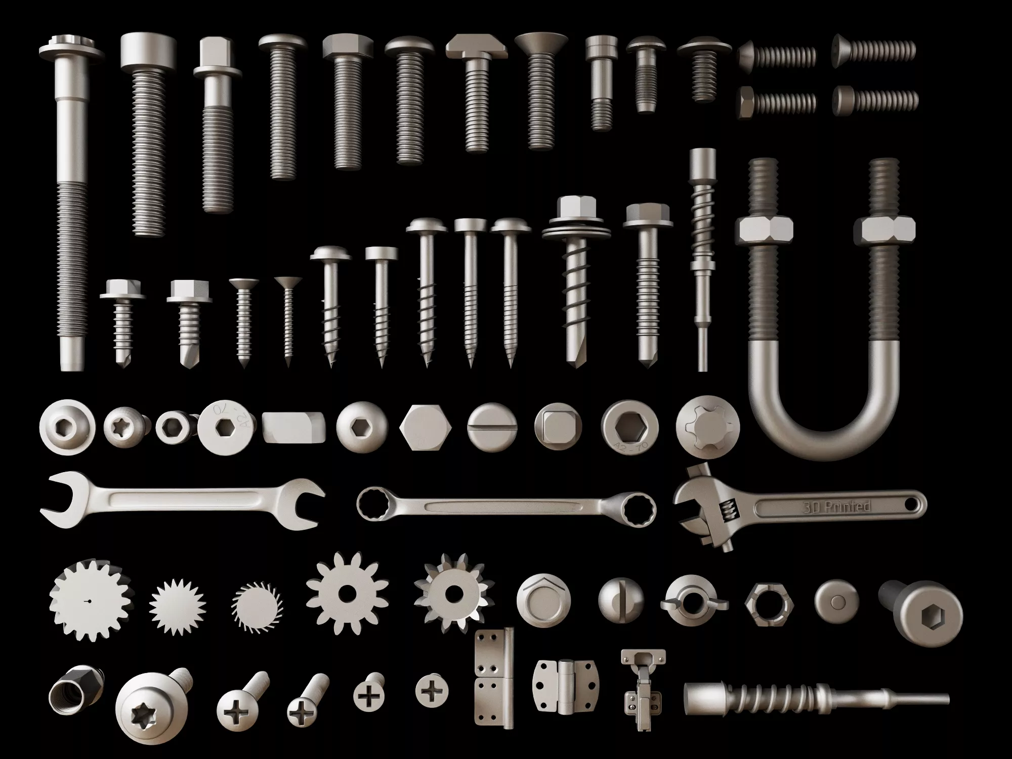 Hardware Fastener And Mechanical Parts Set 3D model