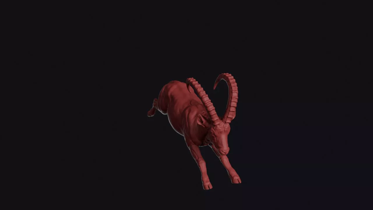 Leaping Nubian Ibex 3D print model