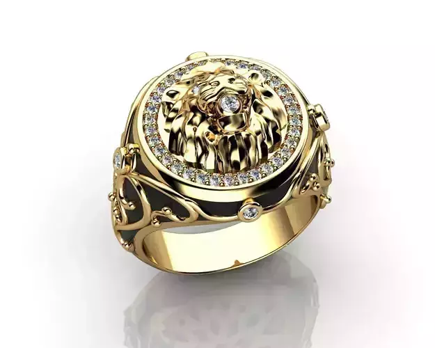 Mens Lion Diamond Ring 