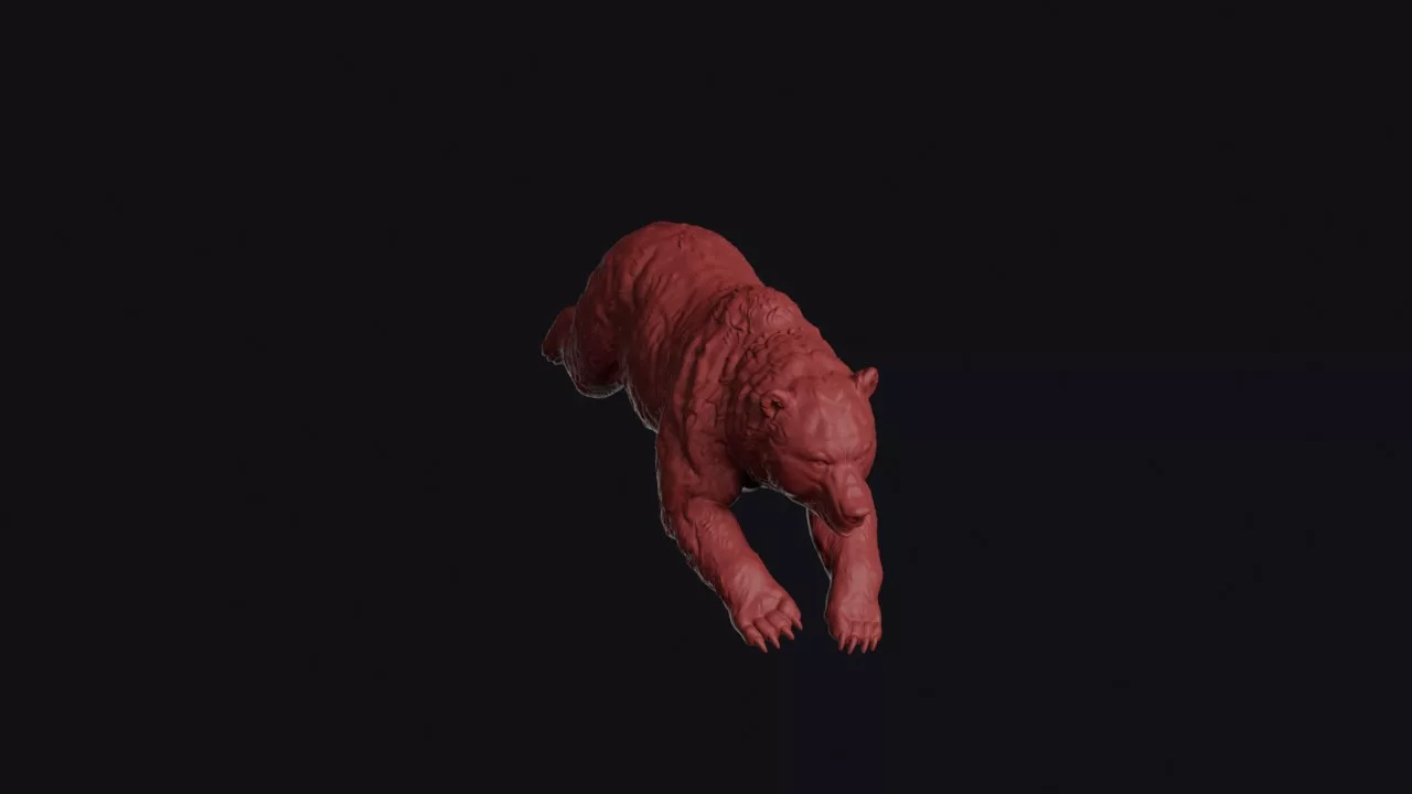 Leaping Grizzly Bear 3D print model