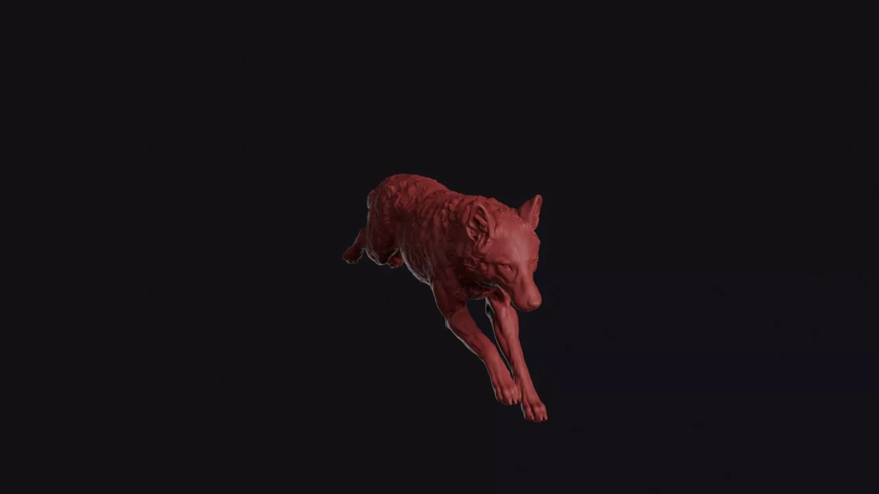 Leaping Golden Jackal 3D print model