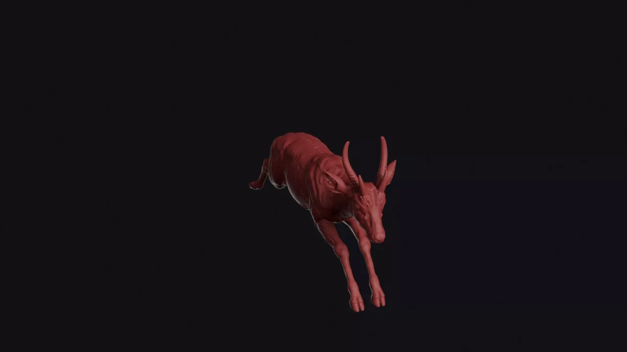 Leaping Four-horned Antelope 3D print model