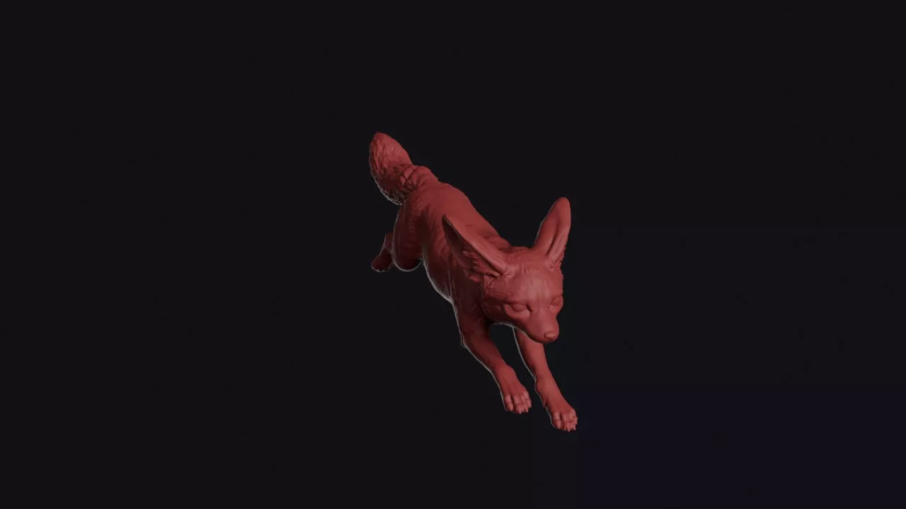 Leaping Fennec Fox 3D print model