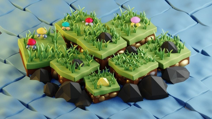 3d game lowpoly isometric 
