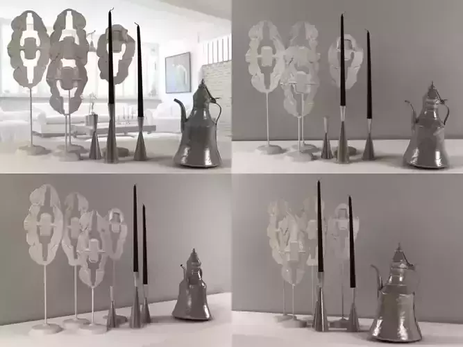 Set vases and candlesticks 3D model