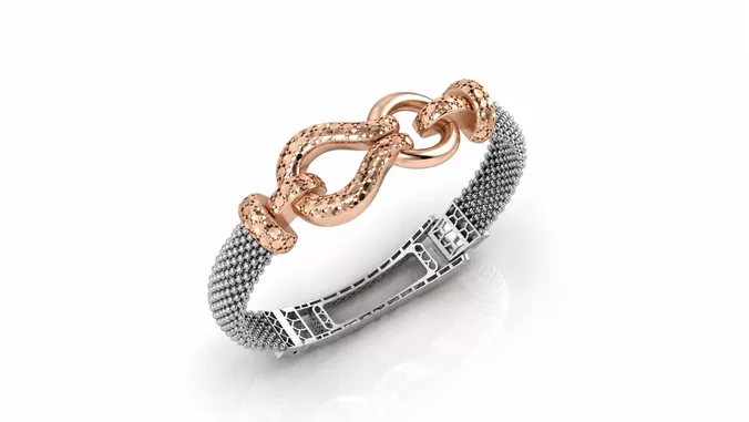 big size Diamond cut gold finish infinity mesh bangle bracelet