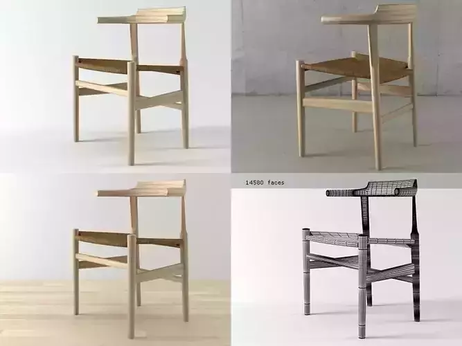 PP68 four wooden chairs