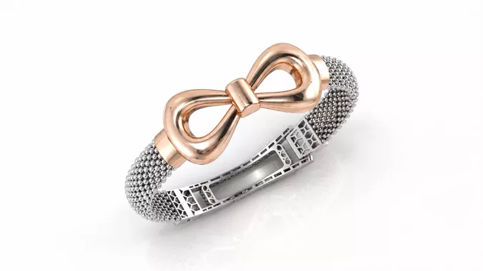 big size bow mesh bangle bracelet with support
