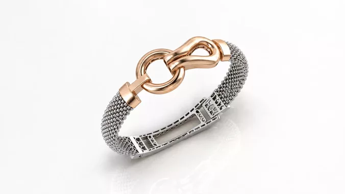 big size toggle clasp mesh bangle bracelet with support