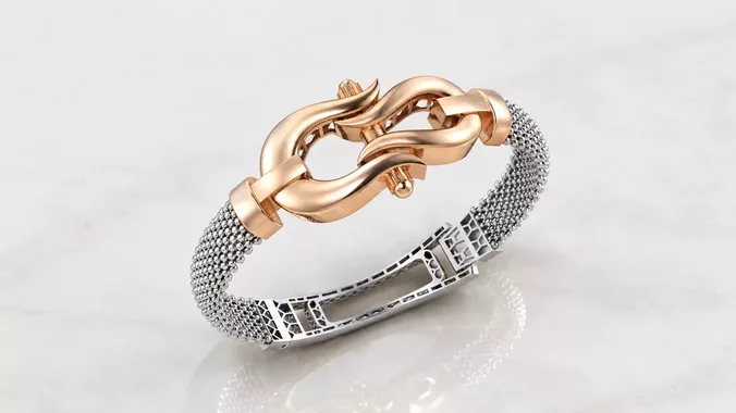 big size wavy knot mesh bangle bracelet with support