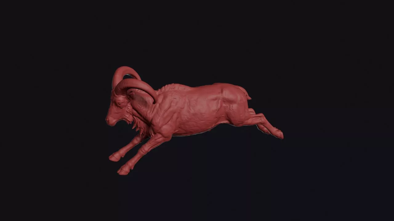 Leaping Barbary Sheep 3D print model