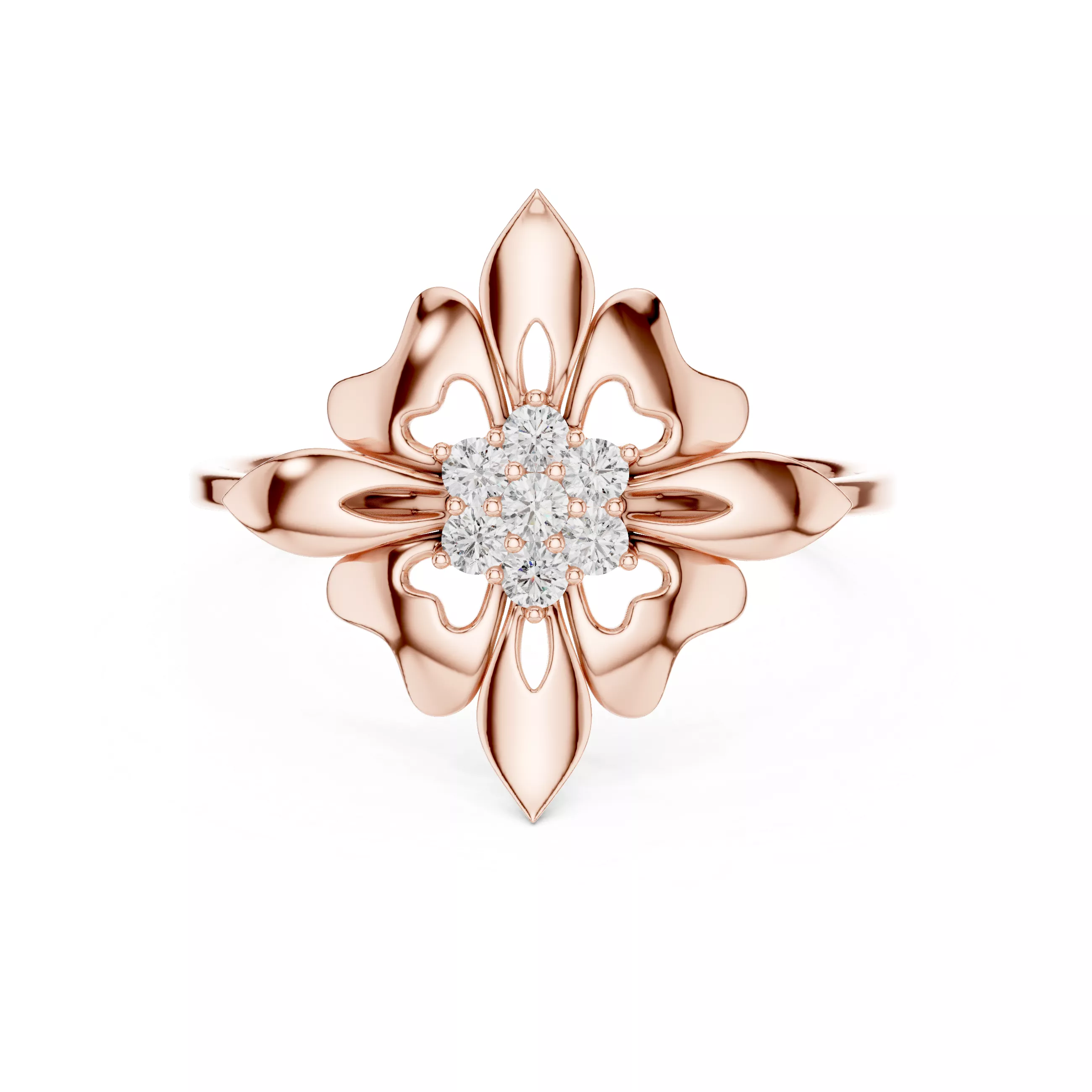 Fleur De Lis Floral Cluster Diamond Ring 3D print model