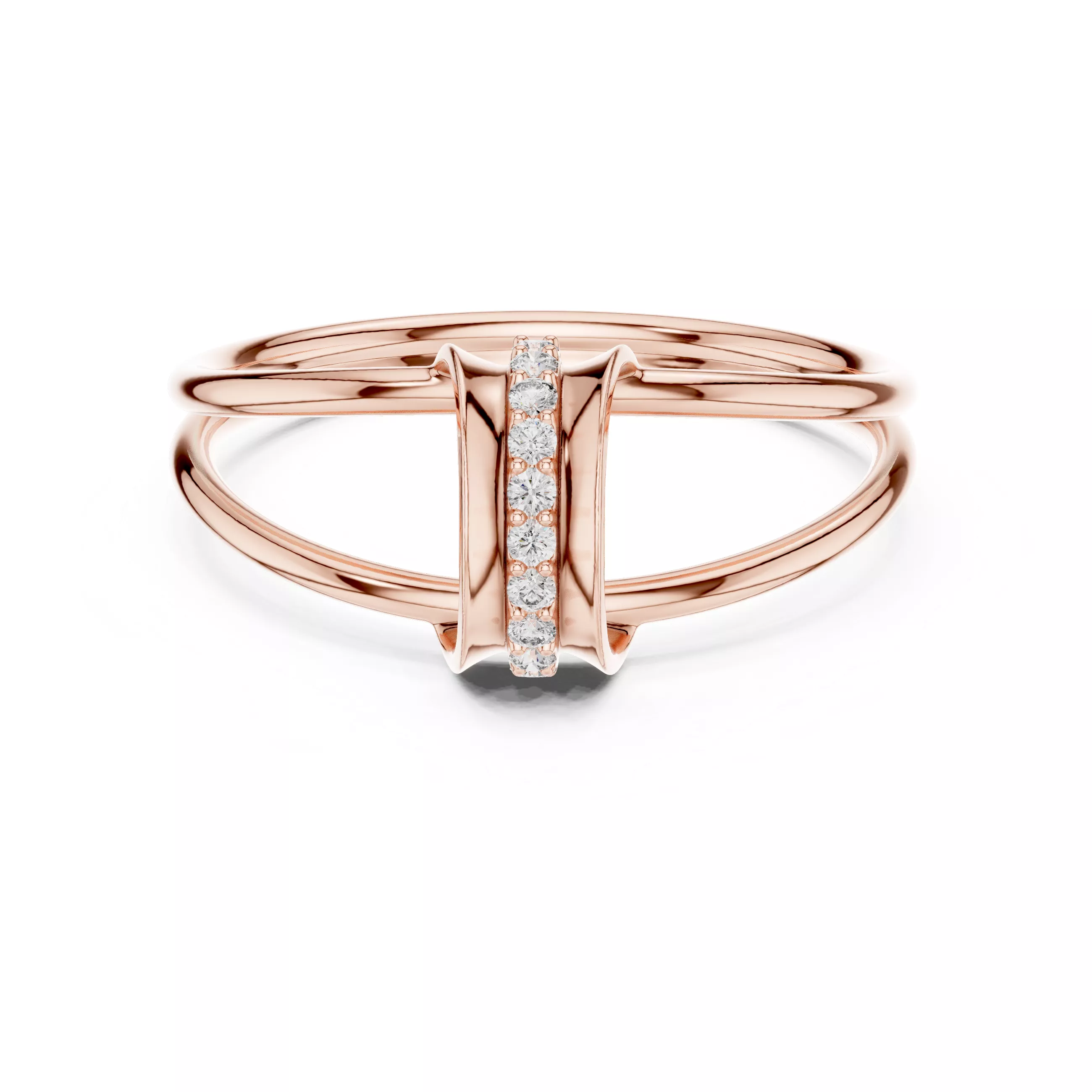 Vertical Pave Bar Geometric Diamond Ring 3D print model
