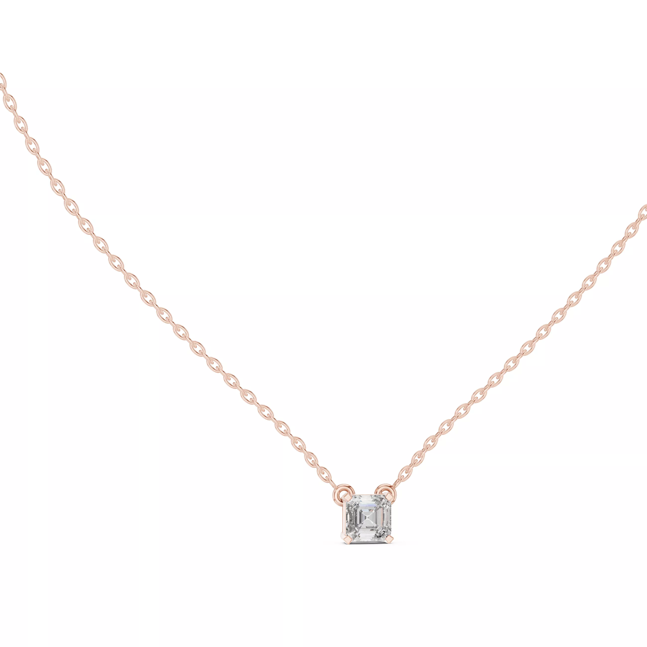 Asscher Cut Solitaire Diamond Necklace 3D print model