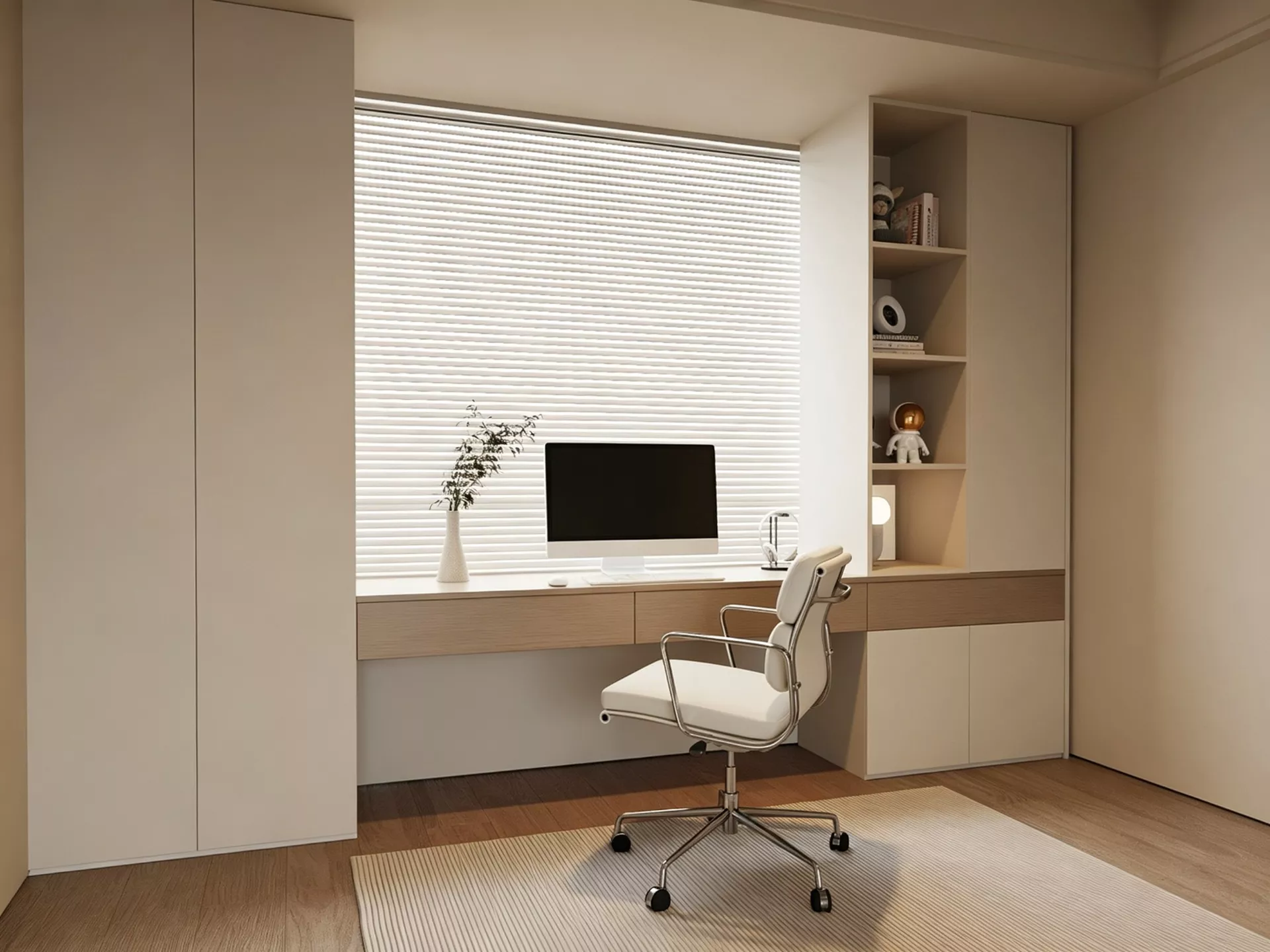 Modern Study Room with Desk and Shelf 3D model