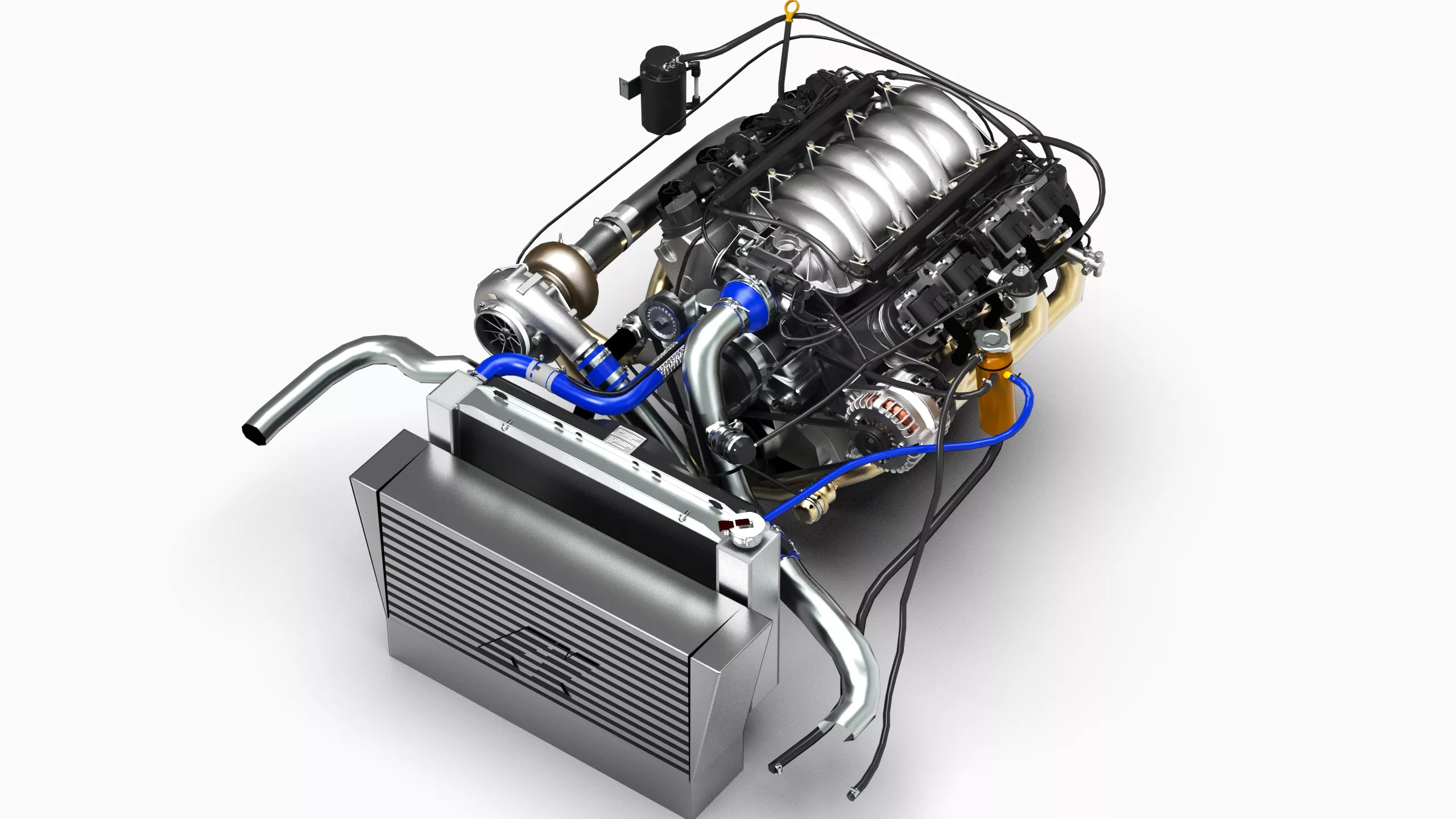 Chevy LS V8 Turbocharged Low-poly 3D model