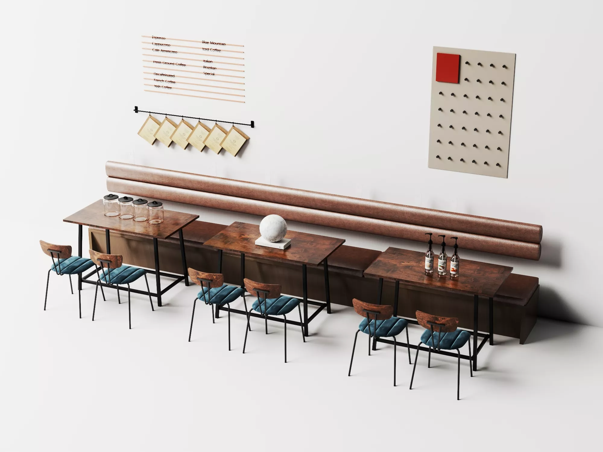 Cafe Seating Interior Set 3D model