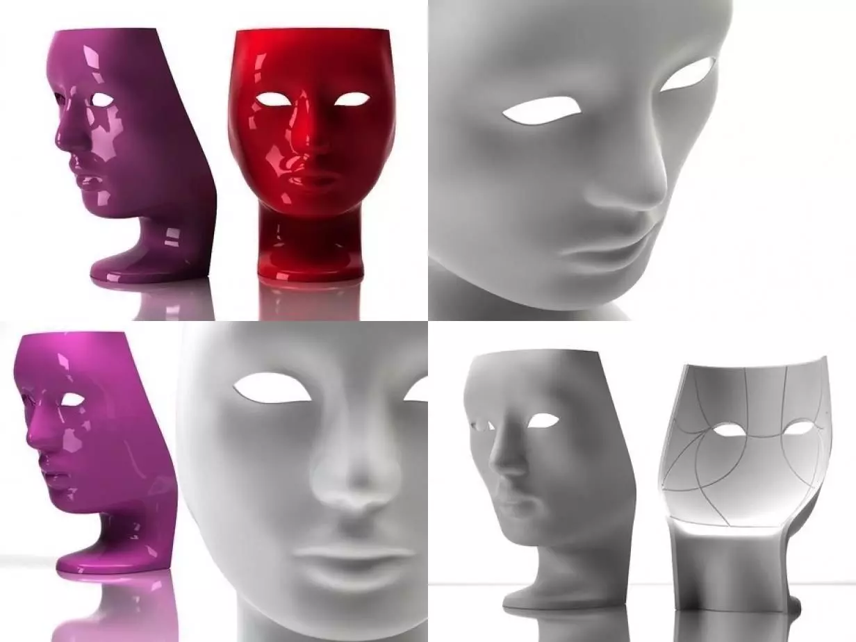 Nemo set of different colored head vases 3D model_1