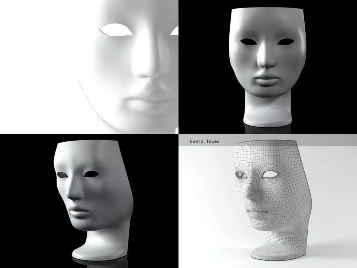 Nemo set of different colored head vases 3D model_4