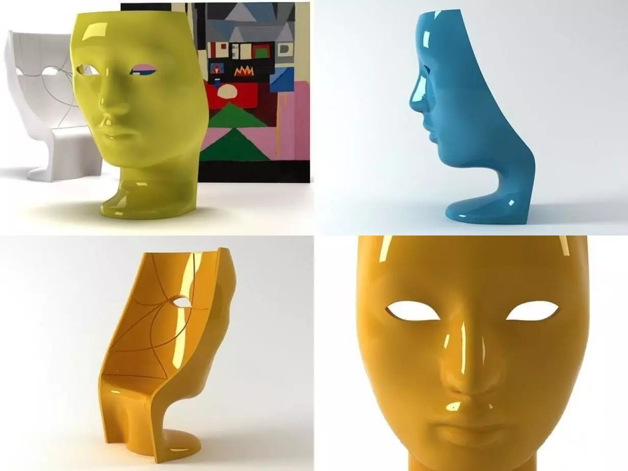 Nemo set of different colored head vases 3D model_3