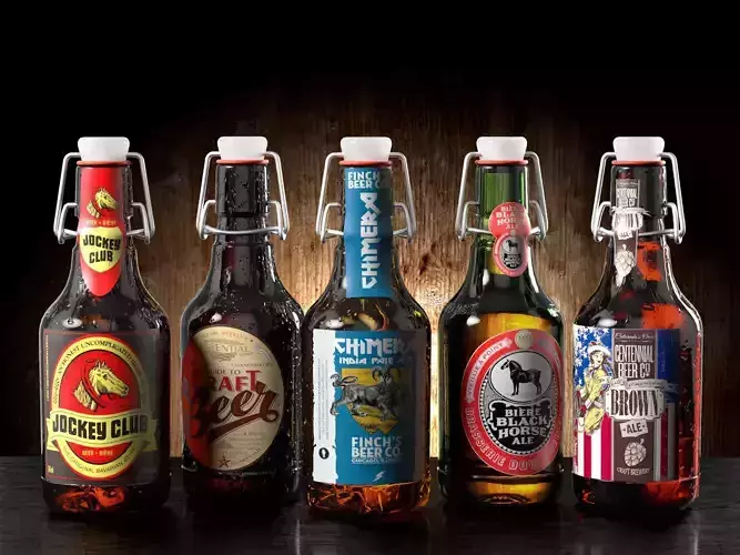 Set of Five Beer 3D model