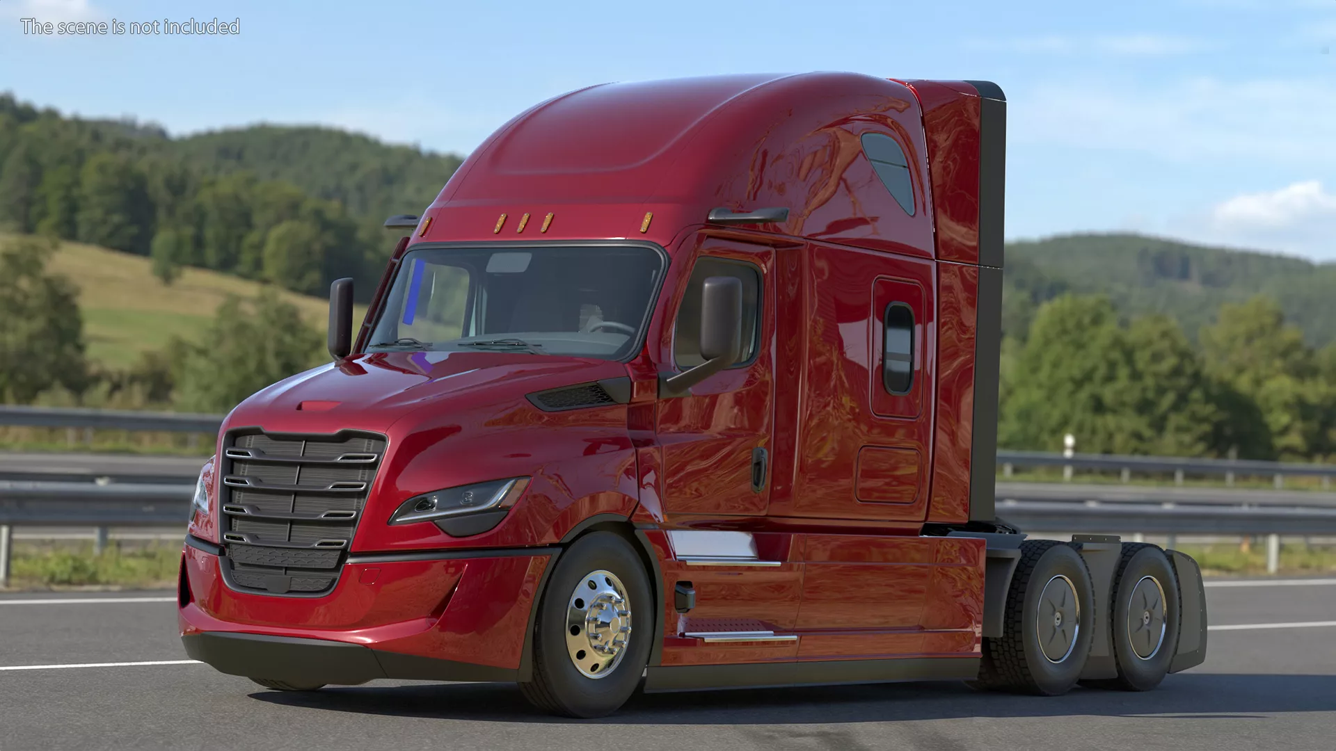Heavy Duty Sleeper Cab Semi Tractor Rigged for Cinema 4D 3D model