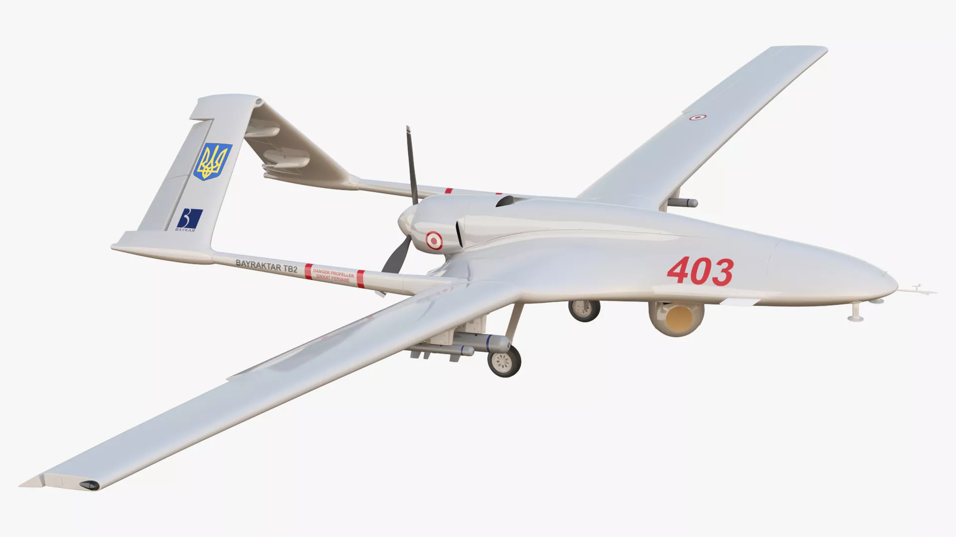 Ukrainian Bayraktar TB2 UAV Rigged 3D model