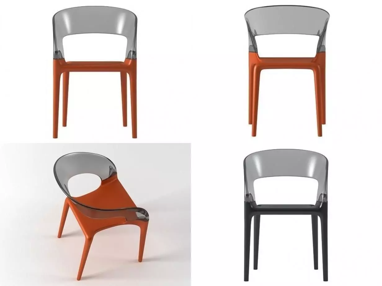 Ring saarinen dining chair in orange 3D model_1