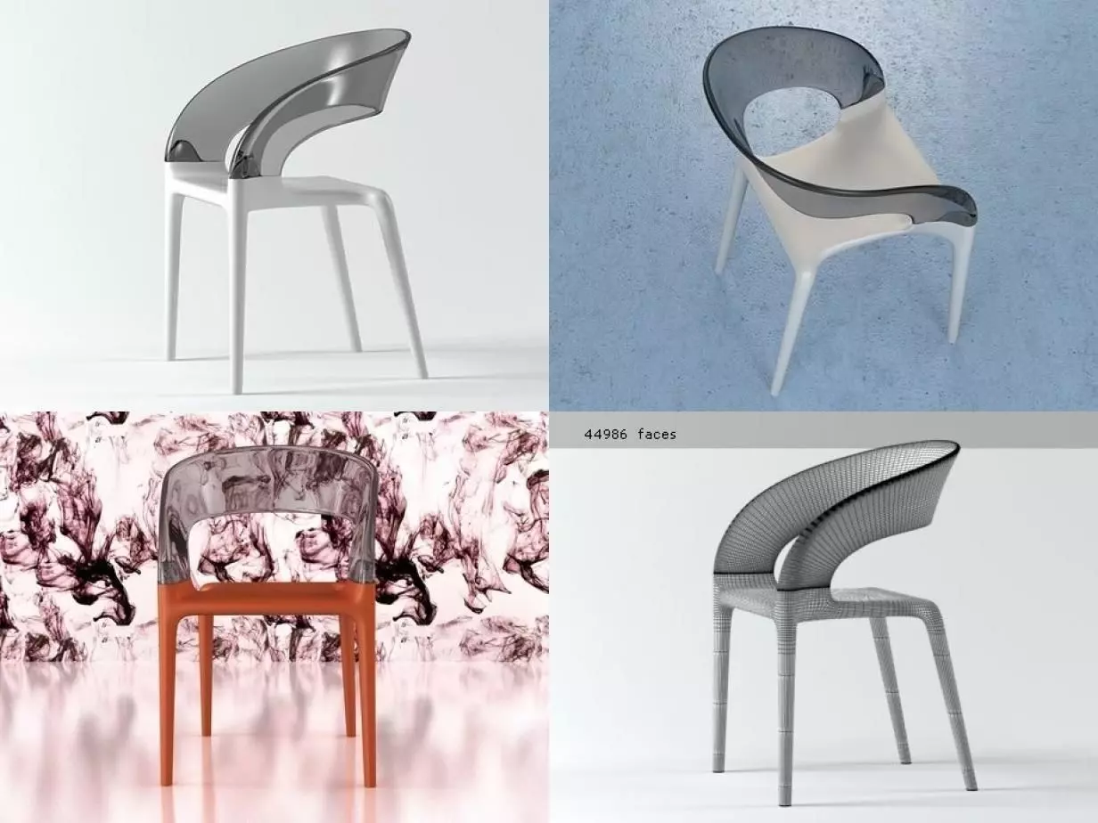 Ring saarinen dining chair in orange 3D model_3