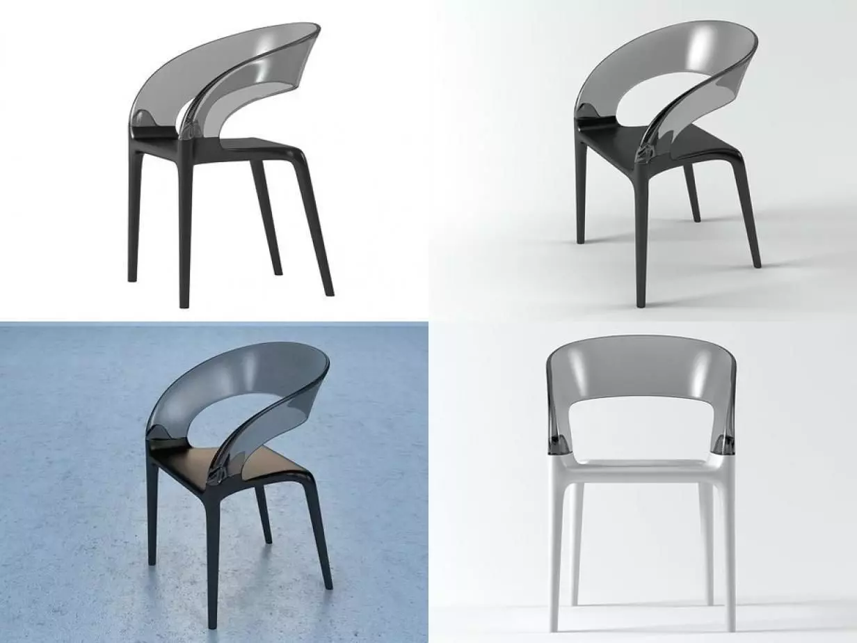 Ring saarinen dining chair in orange 3D model_2