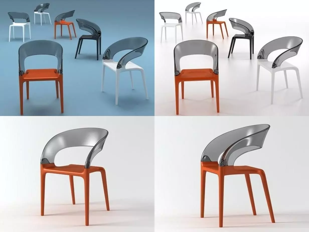 Ring saarinen dining chair in orange 3D model_0