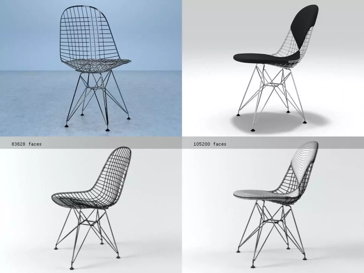 Wire Chair DKR 3D model_4