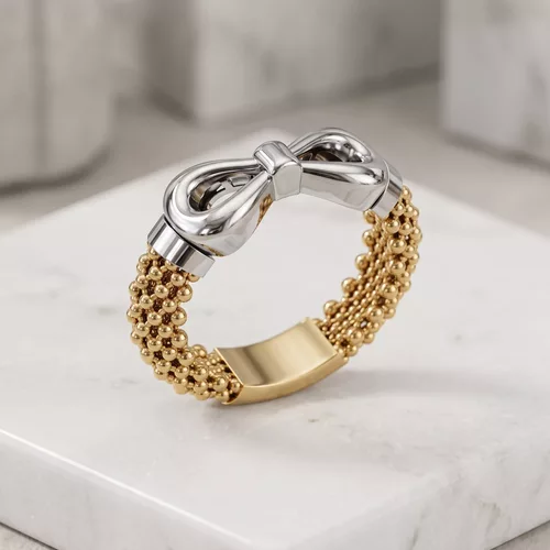 small size bow mesh ring with support