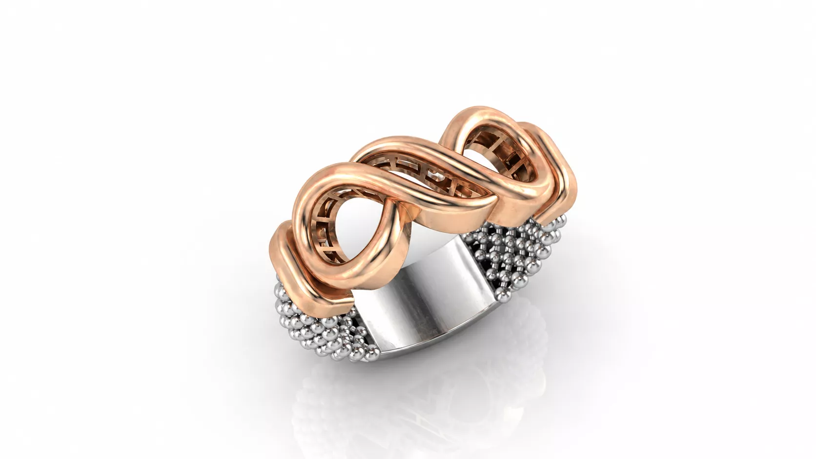 big size infinity rose gold mesh ring with support 3D print model