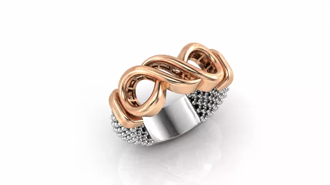 big size infinity rose gold mesh ring with support