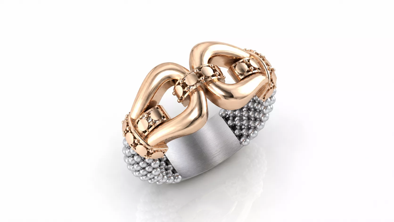 big size Diamond cut gold finish chain link mesh ring 3D print model