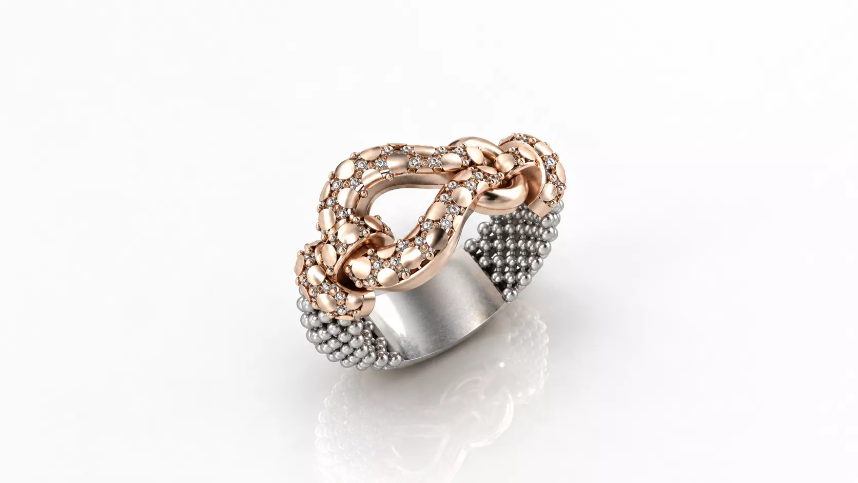 big size Diamond cut gold finish infinity mesh ring with support 3D print model