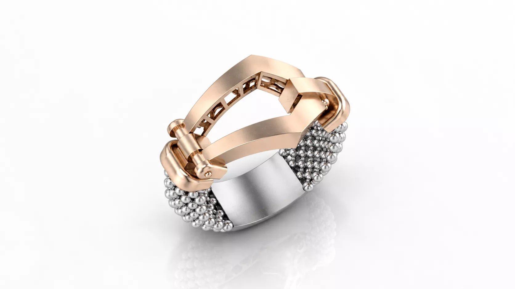 big size geometric buckle mesh ring with support 3D print model