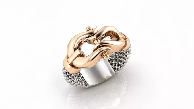 big size wavy knot mesh ring with support