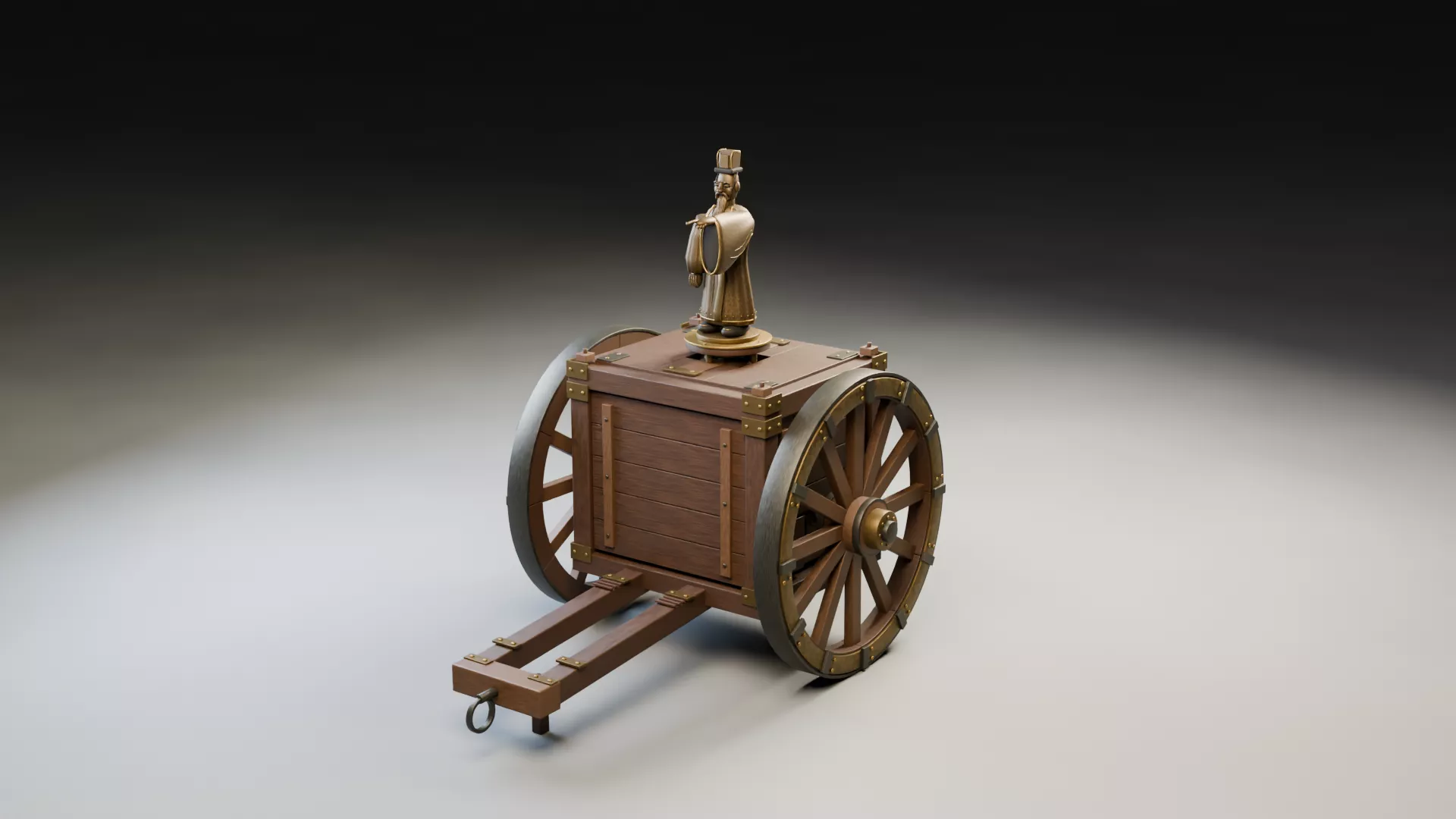 Ancient Chinese South Pointing Chariot Rigged Mechanical Vehicle 3D model