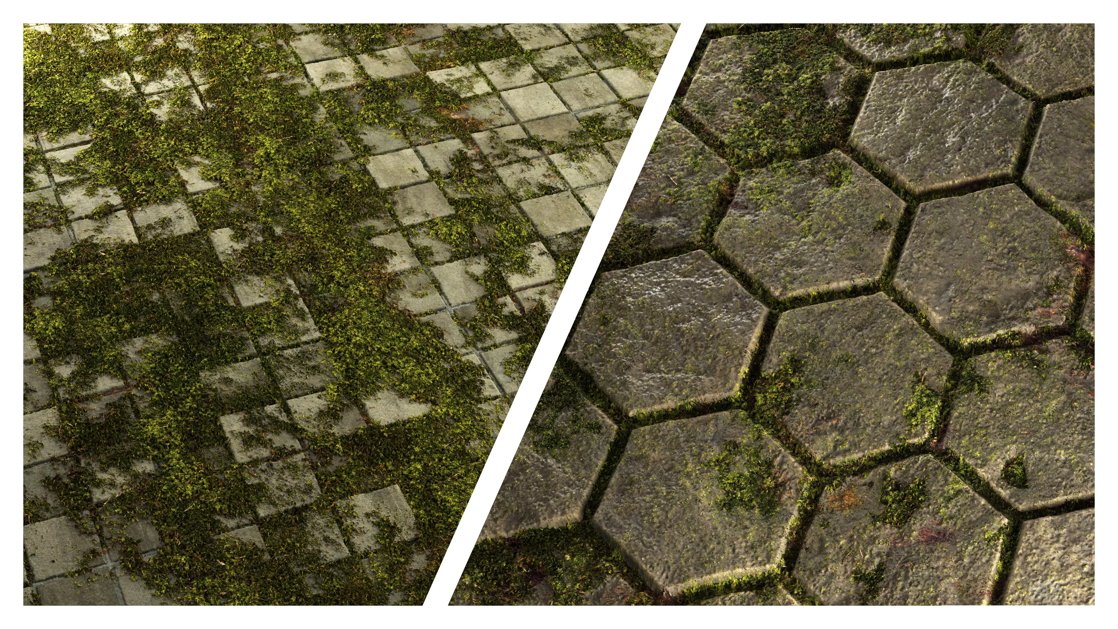 Mossy Sidewalk 8K PBR Texture Combo Texture