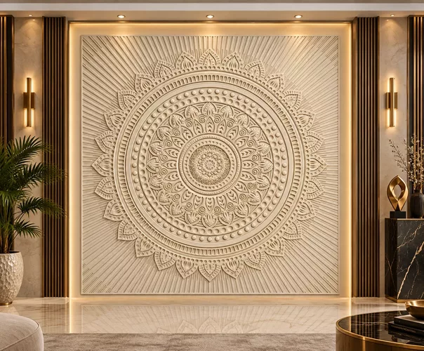 Ornate Mandala Circular Wall Panel Relief STL MAX RLF OBJ