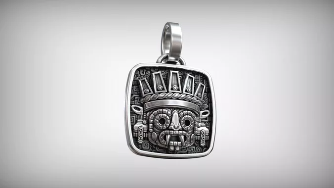 Aztec Mayan God Mask Pendant Mesoamerican Deity