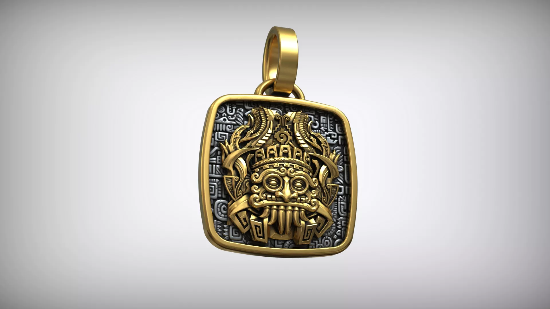 Aztec Sun God Mask Pendant Mesoamerican Deity Amulet 3D print model