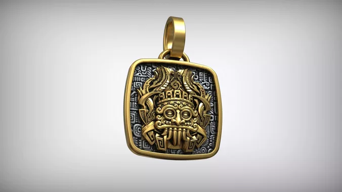 Aztec Sun God Mask Pendant Mesoamerican Deity Amulet