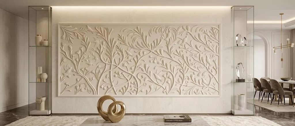 Classic Birds Botanical Branch Wall Panel Relief STL MAX RLF 3D model