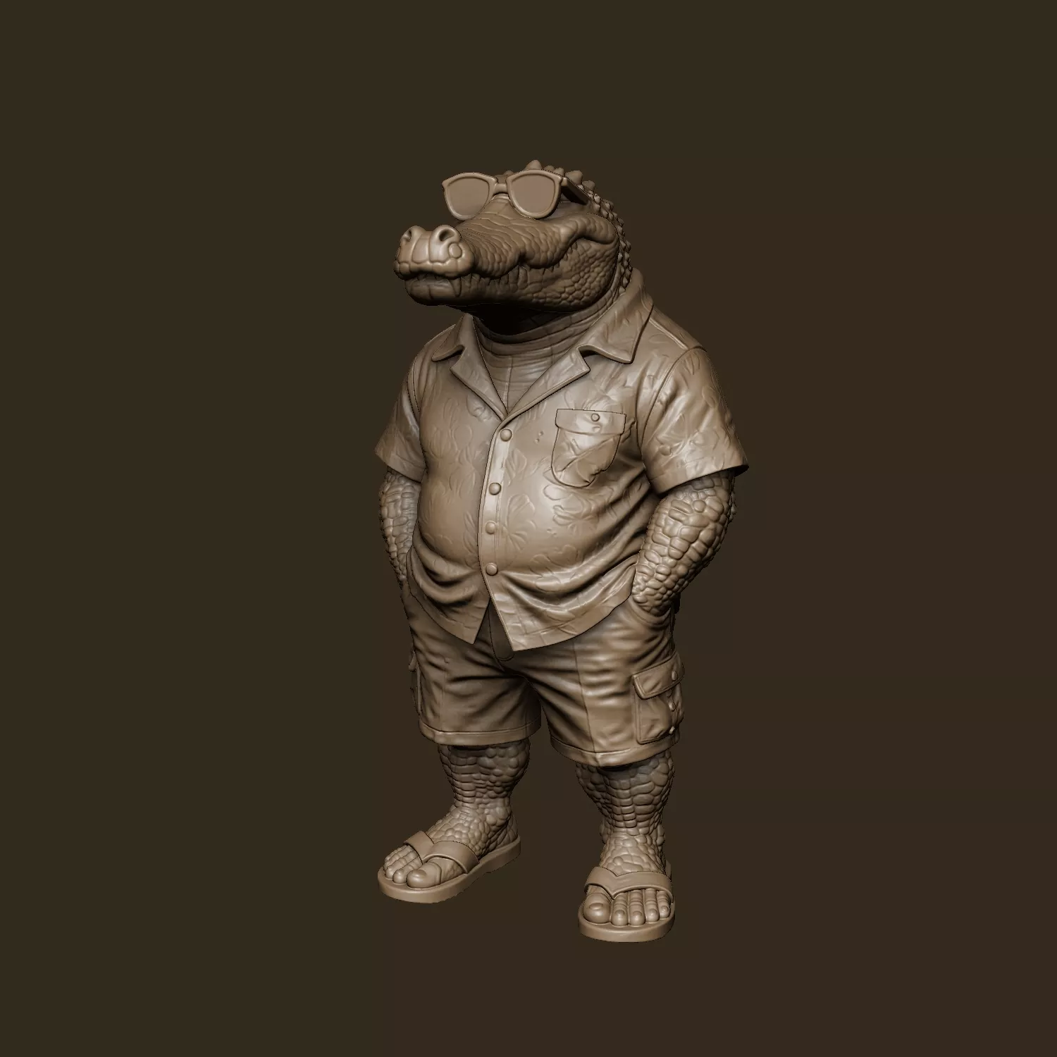 Chill Summer Crocodile Tourist Character Figure 3D Print Model 3D print model