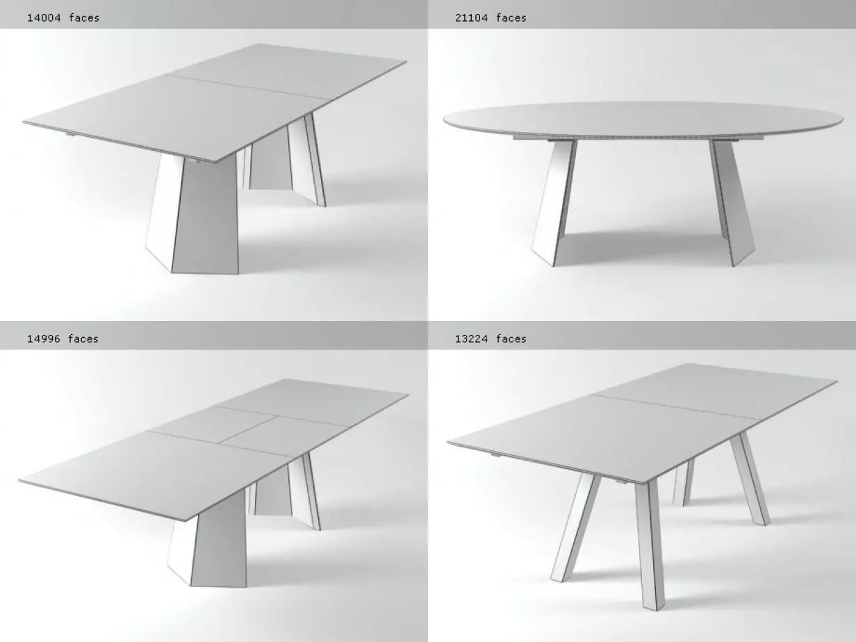 Siena dining table with four different legs 3D model_2