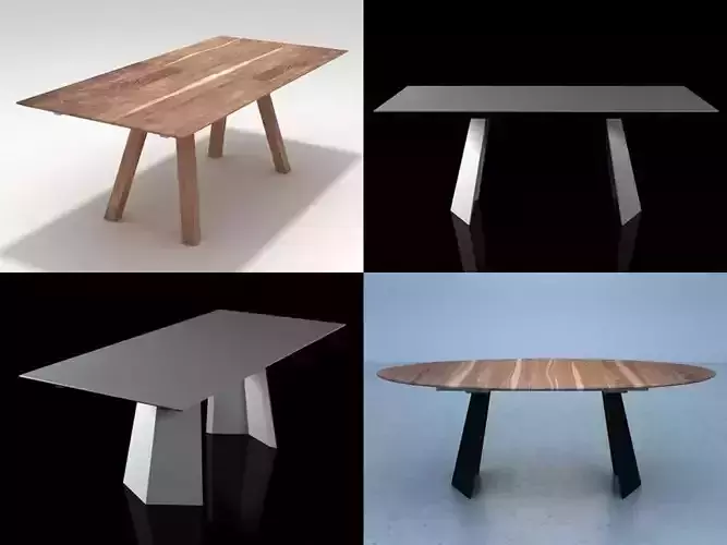 Siena dining table with four different legs